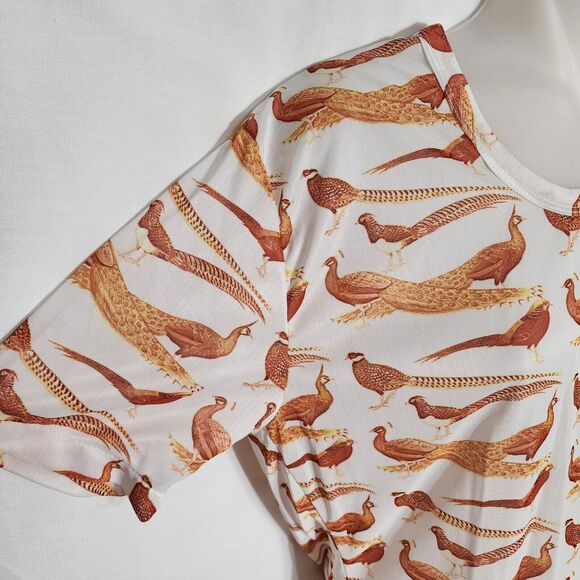 Vtg Nasharr Freres Ltd Womens Top Size Large Double Knit Pheasant Print Novelty - Picture 4 of 8
